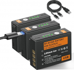 Pakett 3 NP-W126S USB 1600 mAh akut USB Type C laadimisega, &uuml;hildub Fuji X-T100, X-T200, X100F, X100V, X-S10, X-A5, X-A10, X-E3, X-E4, X-Pro2, X-Pro3, X-T1, X-T2, X-T3, X-T10,