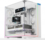 TR A70 Vision White ATX Gaming Case | Kolmepoolne kolonnita panoraamklaaspaneel | 8 ventilaatoripesa | Midi-torni arvutikapp | USB-C pordi ja integreeritud 9,16-tollise LCD-ekraaniga varustatud.