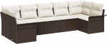 Rantry 7-teiliges Garten-Sofa-Set mit Kissen Braun Poly Rattan Gartenlounge Model3345508