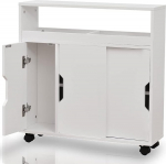 BAKAJI Vannituba ratastega kabinetik&auml;ru Slim Space Saving Multi-Purpose White Technical Wood Standard