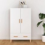Iiaky Highboard valge 70 x 31 x 115 cm puidust materjalist elutuba s&ouml;&ouml;gituba kapp Vintage buffet kapp