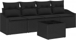 Rantry 5-osaline aia diivan komplekt koos pehmendusega Must Poly Rattan Garden Lounge Model3346593