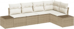 Rantry 5-teiliges Garten-Sofa-Set mit Kissen Beige Poly Rattan Gartenlounge Model3355730