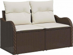 6-teiliges Garten Sofa Set mit Kissen Braunes Poly Rattan Gartenlounge Model3357201