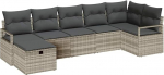 Rantry 7-teiliges Garten-Sofa-Set mit Kissen in Hellgrau aus Poly-Rattan Gartenlounge Model3359201