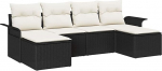 6-teiliges Garten Sofa Set mit Kissen Schwarz Poly Rattan, 2-Sitzer Garten Sofa mit Stauraum & Kissen Schwarz Poly Rattan Gartenlounge Model3354136