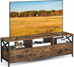 VASAGLE LTV301B01 TV-kapp Lowboard kuni 65-tollise televiisori jaoks, 147 cm pikk, TV-jalg 3 sahtliga, 3 avatud kambrit, 40 x 147 x 50 cm, elutuba, terasraam, Vintage Brown/Must, Vintage Brown/Black