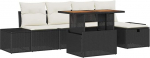 6-teiliges Garten-Sofa-Set mit Kissen Schwarz Poly-Rattan Gartenlounge Model3360044