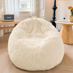 XeGe Fluffy Cuddly Toy Storage Bean Bag Cover (ilma t&auml;idiseta), pestav Ultra Soft Faux Fur Bean Bag Cover for Plush Toys, Fluffy Large Bean Bag Adults, Kids, Teenagers, Beige