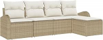 Rantry 5-teilige Garten Sofa Set mit Kissen Beige Poly Rattan Gartenlounge Model3346001