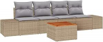 Rantry 5-teiliges Garten Sofa Set mit Kissen Beige Poly Rattan Akazie Gartenlounge Model3347889