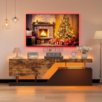 TV kapp Lowboard koos LED 2 klapiga / ustega TV kapp Modernne k&auml;epidemevaba avatud TV laud Sideboard TV laud Lowboard kuni 65-tollise teleri jaoks TV riiul elutuppa, meelelahutustuppa