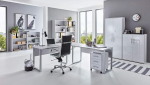 bmg-moebel.de Homeoffice Office Furniture Complete Set Office Edition Set 6 in Light Grey/White Matt Made in Germany