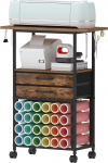 Trironsun Organisation Craft Cart Compatible with Cricut Machines Rolling Craft Organiser 24 Vinyl Roll Holders 2 Fabric Drawers for Craft Room Craft Room Craft Room