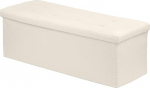 Harbour Housewares kokkupandav panipaik hoiuruumiga - 111 x 37 x 39 cm - kreemikas buklee - 1 x suur puidust voodi otsa magamistoas elutoas m&auml;nguasjakast kingakastis tekipink koos kaanega