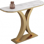 lyxamjrzyp Marmortisch Konsole f&uuml;r Flur, Langer Konsolentisch mit Robustem Metallgestell, Schmaler Sofatisch f&uuml;r Eingang, Flur oder Wohnzimmer(Gold,47.2in/120cm)