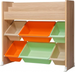 Iris Ohyama, M&auml;nguasjariiul, m&ouml;&ouml;bel, lasteraamatukogu, organiseerija, m&auml;ngukastid, raamatud/6 eemaldatavat plastkasti, m&auml;ngutuba, tuba - laste m&auml;nguasjariiul - ETHR-26 - helepruun