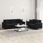 LAPOOH 2-TLG. Sofagarnitur mit Kissen Schwarz Mikrofasergewebe, Loungesofa, Diivanid ja diivanid, Relaxsofa, Couch f&uuml;r Wohnzimmer, Couch Mit - 3202353