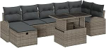Rantry 8-teiliges Garten Sofa Set mit Kissen Grau Poly Rattan Gartenlounge Model3359766