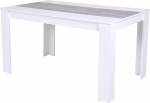 Avanti Trendstore - Lilia - Valge puitdekoriga s&ouml;&ouml;gilaud, millel on suurema stabiilsuse tagamiseks nurgelised jalad M&otilde;&otilde;dud B 140 x K 76 x 80 cm