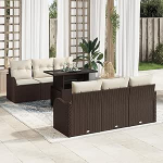 7-teiliges Garten Sofa Set mit Kissen aus braunem Poly Rattan Gartenlounge Model3348384