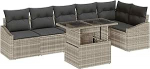 7-teiliges Garten Sofa Set mit Kissen Hellgraues Poly Rattan Gartenlounge Model3357755