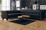Gecheer Chesterfield Diivan 6-Sitzer Loungesofa Stoffsofa Polstersofa Sitzm&ouml;bel Polsterm&ouml;bel Designsofa Wohnzimmersofa Kunstleder Schwarz