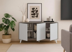 Dmora - Pulmakapp, elutoa buffet, elutoa riidekapp, kaasaegne k&ouml;&ouml;gikapp, 154 x 40 x 72 cm, helehall ja valge
