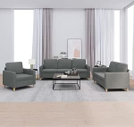 Gecheer 3-TLG. Sofagarnitur mit Kissen Dunkelgrau Stoff, Moderne Couch Polstersofa f&uuml;r Wohnzimmer Schlafzimmer Spielzimmer3202055