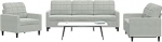 Gecheer 3-TLG. Sofagarnitur mit Kissen Hellgrau Samt, Moderne Couch Polstersofa f&uuml;r Wohnzimmer Schlafzimmer Spielzimmer3278351