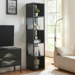 [en.casa] Finsp&aring;ng seisev riiul, raamaturiiul, raamaturiiul, mitmeotstarbeline riiul, 185 x 38 x 38 cm, must