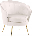 CLP Rosita Armchair, Upholstered Chair with Velvet Cover, Gold-Coloured Metal Frame, Colour: Cream