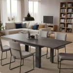 Dmora - Otto pikendatav laud, k&ouml;&ouml;gi lisakonsool, pikendatav laud, 100% Made in Italy, 90 x 90 x 75 cm, kiltkivi,