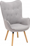 Baroni Home Armchair with High Back and Wooden Legs, Padded Living Room Chair, Relaxing Chair for Reading, Small Chair for Bedroom and Living Room, 65 x 38 x 105 cm, Grey