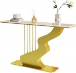 SLCXDPAT Moderner Konsolentisch, Eingangstisch, Schmaler Flurtisch, Langer Sofatisch Hinter Couch, Kreativem Metallgestell, f&uuml;r Wohnzimmer, Eingang, Hausflur, Schlafzimmer(Yellow,120cm/47.2in)