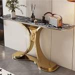 Moderner Konsolentisch mit goldenem Akzent f&uuml;r den Eingangsbereich - schmaler Sofatisch mit Stauraum, stilvolles zeitgen&ouml;ssisches Design f&uuml;r das Wohnzimmer, 120 cm, perfekte L&ouml;sung f&uuml;r die I