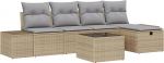 Rantry 6-teiliges Garten-Sofa-Set mit Kissen Beige Poly-Rattan Gartenlounge Model3360701
