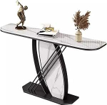 Generisch Moderner Konsolentisch f&uuml;r den Eingangsbereich - 12 mm Dicke Tischplatte, stabiles Gestell, moderner Beistelltisch f&uuml;r Wohnzimmer, Flur, B&uuml;ro (Schwarz & Wei&szlig;, 100 x 30 x 80 cm)