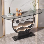 Konsolentisch im chinesischen Stil mit LED-Beleuchtung - Schmaler Beistelltisch f&uuml;r schmale Eingangsbereiche, Foyer oder neben dem Sofa - Moderne Wohnaccessoires, stilvolle Aufbewahrungsl&ouml;su