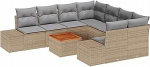 Gartensofa-Set mit Kissen 9 tk Beige Poly-Rattan Gartenm&ouml;bel Model3347938