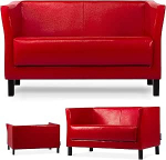 Konsimo 2-kohaline ESPECTO diivan - praktiline ja kaasaegne diivan elutuppa - polsterdatud diivan 130 cm - v&auml;ike diivan 2 inimesele - kunstnahk - punane
