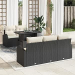 Gartensofa-Set mit Kissen 6 tk Schwarz Poly Rattan Gartenm&ouml;bel Model3348553