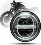 bamotoop 5,75-tolline LED-mootorratta &uuml;mmargune esilatern E-hinnatud Harley Davidson Dyna Street Bob Super Wide Glide Low Rider Night Rod Train Sportster Iron 883 Indian Scout Triumph (h&otilde;bedane) (h&otilde;bedane)