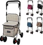 Mobiclinic&reg;, ostuk&auml;ru suure ostukoti ja istmega, 21 liitrit, kokkupandav kerge, ostuk&auml;ru, topeltpiduris&uuml;steem, k&otilde;ndimisabi, valmistatud terasest, stabiilne