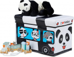 Relaxdays Foldable Panda Toy Box with Storage Space & Lid, Padded, HBT 34 x 49 x 31 cm, White