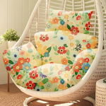 joomie Waterproof Replacement Egg Chair Cushion 47 x 31 x 5.1 Inch Thick Hanging Swing Cushion Indoor Outdoor Rattan Hammock Basket Cushion with Headrest Cushion Daisy
