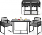 GIANTEX Rattan Garden Furniture Set for 2 People, Balcony Furniture Small Balcony Space-Saving, Dining Table with 2 Chairs Foldable, Balcony Furniture Small, Outdoor Seating Set Including Cushions
