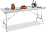 Relaxdays Bastian Folding Garden Table, Large, Carry Handle, Sturdy Camping Table, H x W x D: 72 x 178 x 74 cm, White