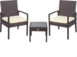 AKTIVE 61068 Rattan Patio Furniture Set Outdoor Furniture Set Including 2 Garden Chairs with Padded Cushion and 1 Table Outdoor Patio Dark Grey Dark Grey
