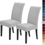 Howhic Stretch Chair Covers for Dining Room Set of 2, Removable Washable Dining Chairs Slipcovers Seat Protector Great Home Decoration and Banquet Upholstery (Silver, 2 Pack)
